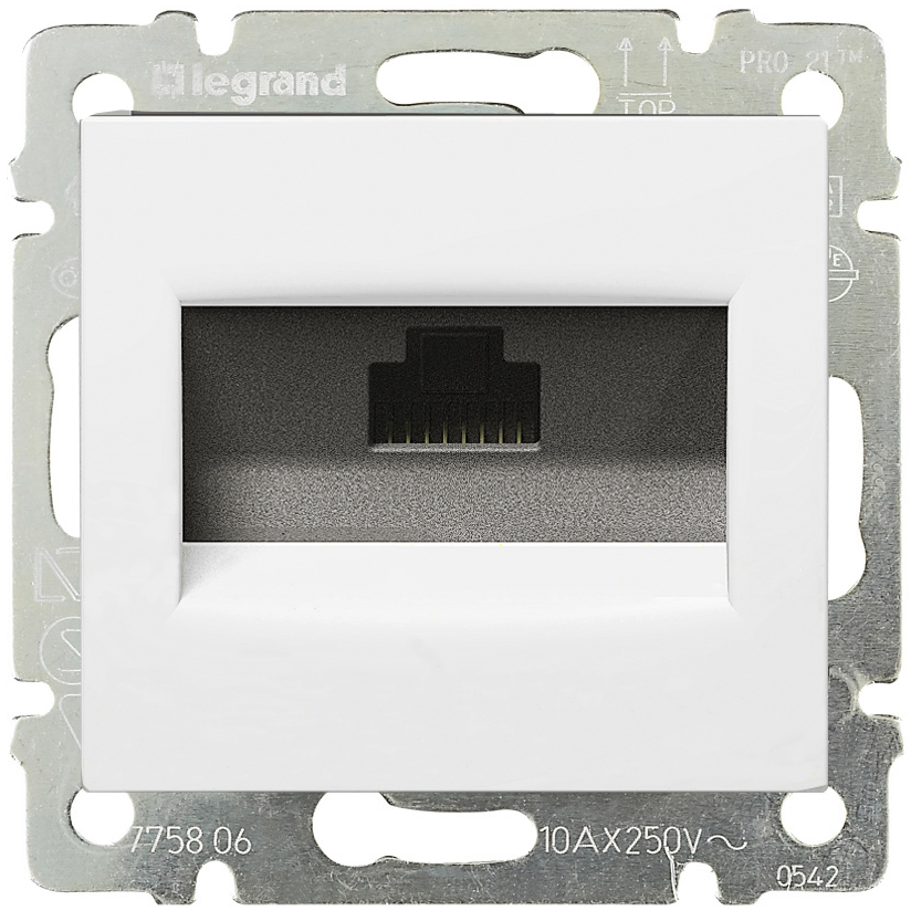 Розетка компьютерная legrand etika 672241 скрытая установка белая один модуль rj45 cat 5