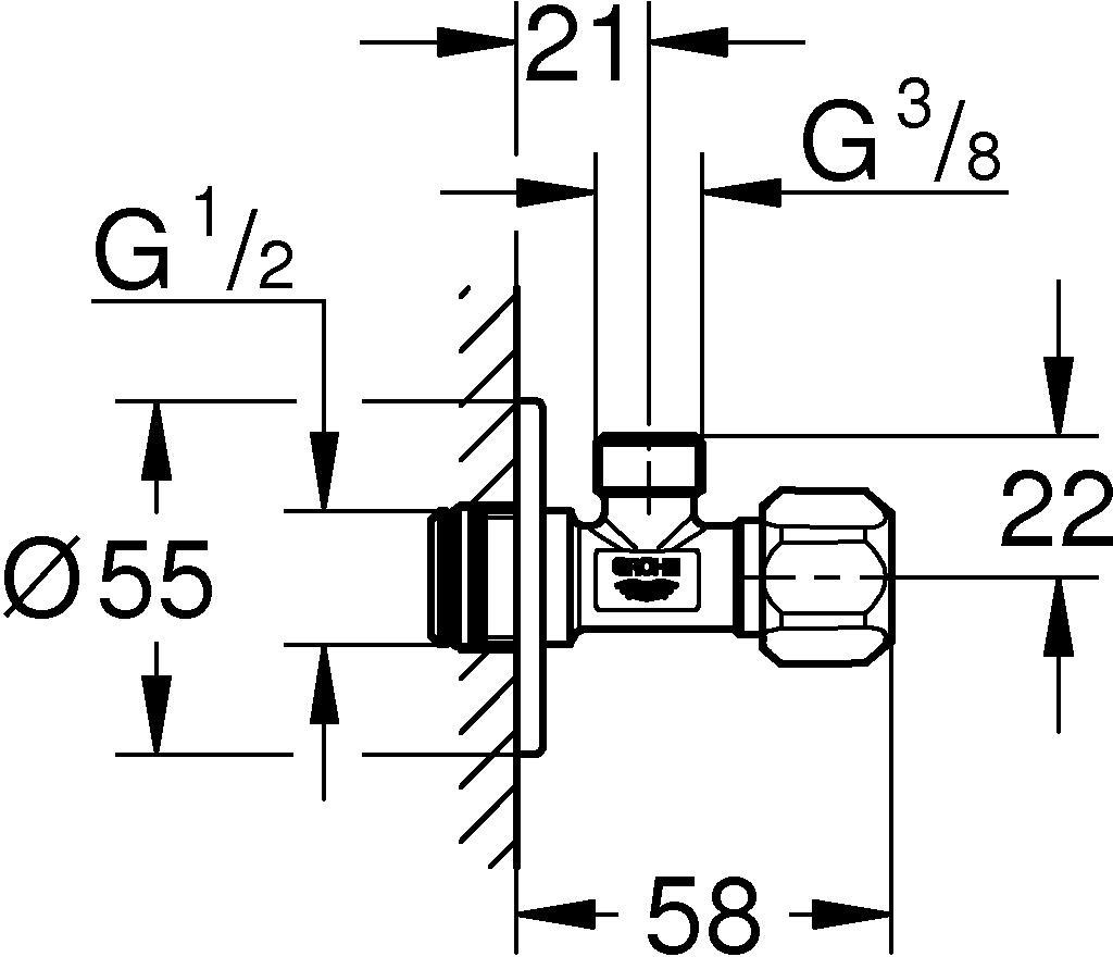 Подключение смесителя. Угловой вентиль Grohe 22032000. Угловой вентиль 1/2
