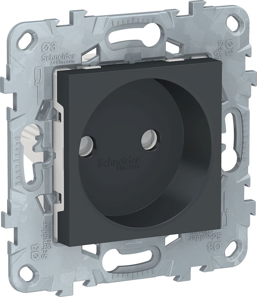 Розетка Unica New 16 А, под рамку, без з/к, с/у, антрацит Schneider ...