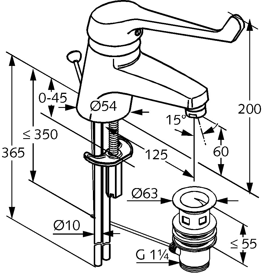 Смеситель для умывальника Medi Mix однозахватный, картридж, с д/к KLUDI ...