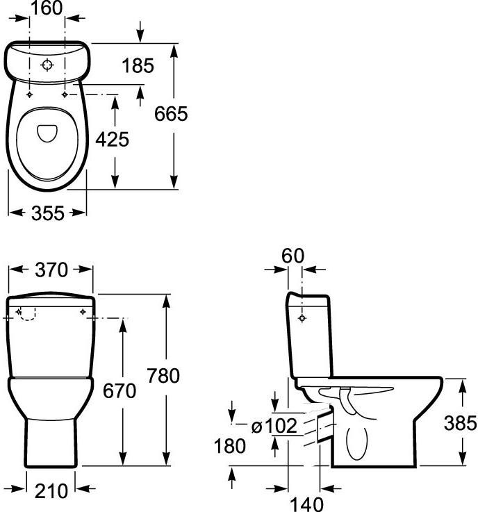 Чаша унитаза 66.5x35.5 см Victoria косой выпуск Roca 34239U000 : Купить ...