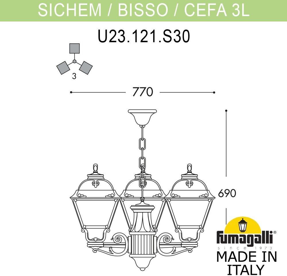 Lyustra Ulichnaya S 3 Fonaryami 690 Mm Sichem Cefa 3l Korpus Chernyj Plafon Prozrachnyj Fumagalli U23 120 S30 Axf1r Kupit V Internet Magazine Vellmart Cena Dostavka Po Vsej Rossii