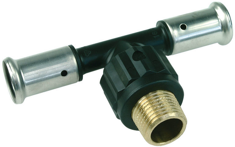 Тройник с резьбой в центре PVDF 14PK пресс o40мм - наружная резьба 1 1/ ...