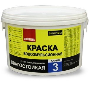 Фото Строитель Акрил-3 Краска водно-дисперсионная влагостойкая (белая, 20 кг)