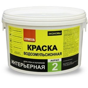Фото Строитель Акрил-2 Краска водно-дисперсионная для стен и потолков (белая, 20 кг)