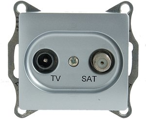 Фото Schneider Electric Glossa GSL000398 Розетка телевизионная проходная (TV+SAT, под рамку, скрытая установка, алюминий)