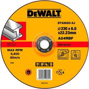 Фото DeWALT Standart DT42620-XJ Диск обдирочный по металлу 230x6x22.2 мм Тип 27 (вогнутый)