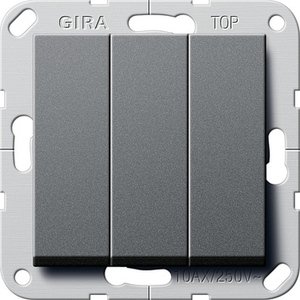 Фото Gira System55 283228 Переключатель трехклавишный (под рамку, скрытая установка, антрацит)