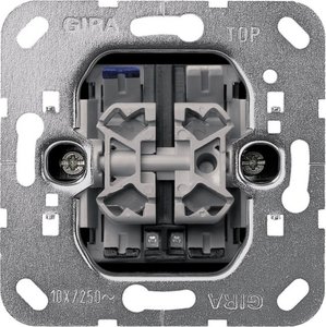 Фото Gira System55 014500 Выключатель двухклавишный (10 А, индикация, механизм, скрытая установка)
