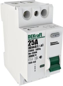 Фото DEKraft УЗО-03 14050DEK Выключатель дифференциального тока двухполюсный 16А 10мА (тип AC)