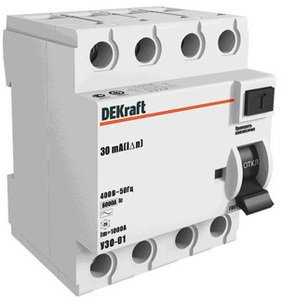 Фото DEKraft УЗО-03 14083DEK Выключатель дифференциального тока четырехполюсный 100А 30мА (тип AC)