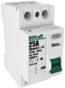Фото DEKraft УЗО-03 14066DEK Выключатель дифференциального тока двухполюсный 100 А 100 мА (тип AC)