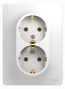 Schneider Electric Glossa GSL000124 Розетка двойная с заземляющим контактом (16 А, в сборе, скрытая установка, белая)