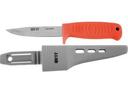 FIT 10622 Нож строительный в ножнах 100 мм (нержавеющая сталь, пластиковая ручка, линейка на лезвии)