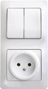 Schneider Electric Glossa GSL000172 Блок комбинированный вертикальный (2 кл.+1 роз., 6+16 А, в сборе, скрытая установка, белый)