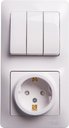 Schneider Electric Glossa GSL000178 Блок комбинированный вертикальный (3 кл.+1 роз., 6+16 А, в сборе, с/у, з/к, шторки, белый)