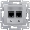 Schneider Electric Sedna SDN4400160 Розетка компьютерная (2xRJ45, cat.5e, UTP, под рамку, скрытая установка, алюминий)