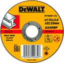DeWALT DT42201-XJ Диск отрезной по металлу 115x3x22.2 мм Тип 1 (плоский)