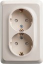 Schneider Electric Этюд PA16-108K Розетка двойная угловая с заземляющим контактом и шторками (16 А, в сборе, открытая установка, кремовая)
