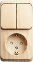 Schneider Electric Этюд BPA16-202D Блок комбинированный (2 кл.+1 роз., 10+16 А, в сборе, открытая установка, з/к, шторки, сосна)