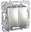 Schneider Electric Unica Top MGU5.211.30ZD Выключатель двухклавишный двухполюсный (10 А, под рамку, скрытая установка, алюминий)