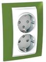 Schneider Electric Unica Хамелеон MGU63.067.866 Розетка двойная с заземляющим контактом и шторками (16 А, в сборе, скрытая установка, белый/фисташковый)