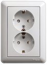 Schneider Electric W59 RS16-255-18 Розетка двойная с заземляющим контактом (16 А, в сборе, шторки, скрытая установка, белая)