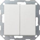 Gira System55 012827 Переключатель двухклавишный кнопочный (10 А, под рамку, скрытая установка, белый матовый)