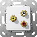 Gira System55 563803 Розетка RCA (3хRCA, под рамку, скрытая установка, белая глянцевая)