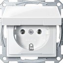 Schneider Electric Merten System M MTN2311-0319 Розетка с заземляющим контактом (16 А, под рамку, крышка, скрытая установка, полярно-белая)