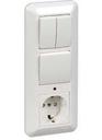 Schneider Electric Прима BK2VR-008A-B Блок комбинированный (3 кл.+1 роз., 16 А, в сборе, скрытая установка, з/к, шторки, IP20, белый)
