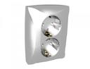 Schneider Electric Дуэт WDE000326 Розетка двойная с заземляющим контактом (16 А, IP20, под рамку, скрытая установка, шторки, серебро)