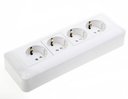 Schneider Electric Прима RA16-411M-B Розетка четверная с заземляющим контактом (16 А, IP20, в сборе, открытая установка, шторки, белая)