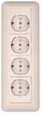 Schneider Electric Прима RA16-411M-BI Розетка четверная с заземляющим контактом (16 А, IP20, в сборе, открытая установка, шторки, белая)