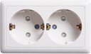 Schneider Electric Хит RA16-239I-B Розетка двойная с заземляющим контактом (16 А, IP20, в сборе, открытая установка, шторки, белая)