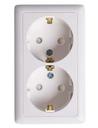 Schneider Electric Хит RA16-239-B Розетка двойная с заземляющим контактом (16 А, IP20, в сборе, открытая установка, шторки, белая)