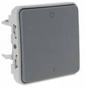 Legrand Plexo 069530 Выключатель одноклавишный двухполюсный (10 А, IP55, под рамку, скрытая установка, серый)