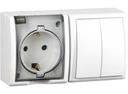 Simon 15 Aqua 1594515-030 Блок комбинированный (2 кл.+1 роз., 10+16 А, в сборе, открытая установка, з/к, крышка, белый)