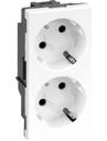 Simon 500 Cima 50000432-030 Розетка двойная ( зажим+1Click, 16 А, з/к, шторки, под рамку, скрытая установка, белая)
