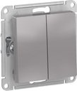 Schneider Electric AtlasDesign ATN000365 Переключатель двухклавишный (10 А, под рамку, скрытая установка, алюминий)