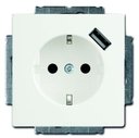 ABB 2011-0-6193 Розетка Schuko с USB зарядным устройством, Basic55 альпийский белый