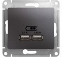 Schneider Electric Glossa GSL001333 Розетка USB (2xUSB, под рамку, скрытая установка, графит)