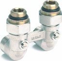 Rehau 12407371001 Бинокль угловой с шаровыми кранами без байпаса для радиатора с нижним подключением (латунь, 3/4", 1/2")