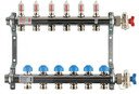 REHAU HKV-D 12080611002 Коллекторная группа (1" НР, 6 x 3/4" НР, расходометры, ручные вентили, нержавеющая сталь)