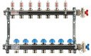 REHAU HKV-D 12080711002 Коллекторная группа (1" НР, 7 x 3/4" НР, расходометры, ручные вентили, нержавеющая сталь)