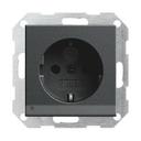 Gira System55 117028 Розетка SCHUKO с заземляющим контактом (16 А, шторки, подсветка, под рамку, скрытая установка, антрацит)
