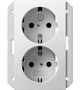 Gira System55 273527 Розетка двойная SCHUKO с заземляющим контактом (16 А, шторки, маркировка, под рамку, скрытая установка, белая матовая)