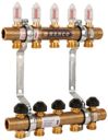HENCO UFH-060506-MD Коллектор теплого пола (1" ВР/НР, 6 x 3/4" НР ЕК, расходомеры, латунь)