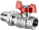 Oventrop Optibal 1075806 Кран шаровый (внутренняя/наружная резьба 3/4", ниппель, алюминиевый маховик, латунь)